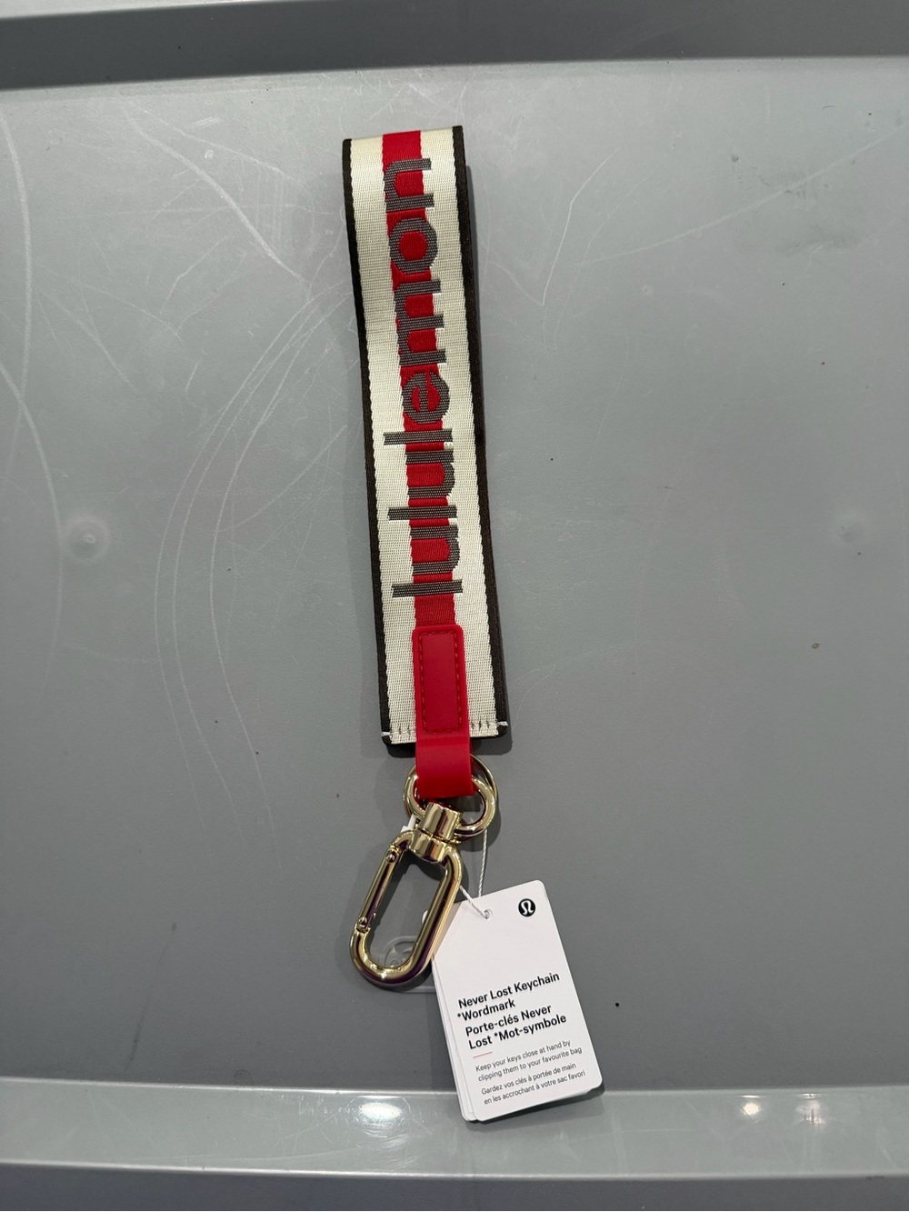 Lululemon Red & White Wristlet Keychain nwt